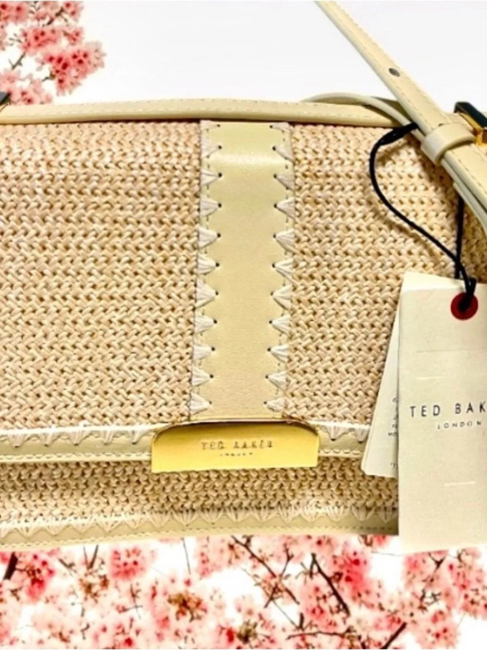 Ted Baker Pale Yellow Woven Crossbody Bag
